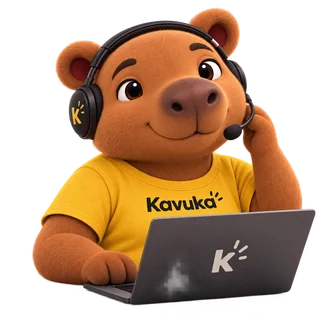 Kátia, mascote do Kavuka, pronta para uma conversa